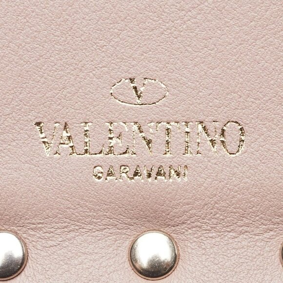 Valentino Beige Leather Rockstud Bi-Fold Compact Wallet - Picture 5 of 9